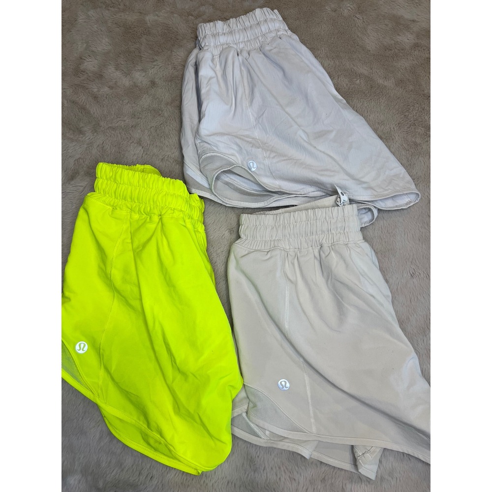Lululemon Womens Shorts Bundle 3pk Mesh Running Neon Tan Grey Size 4